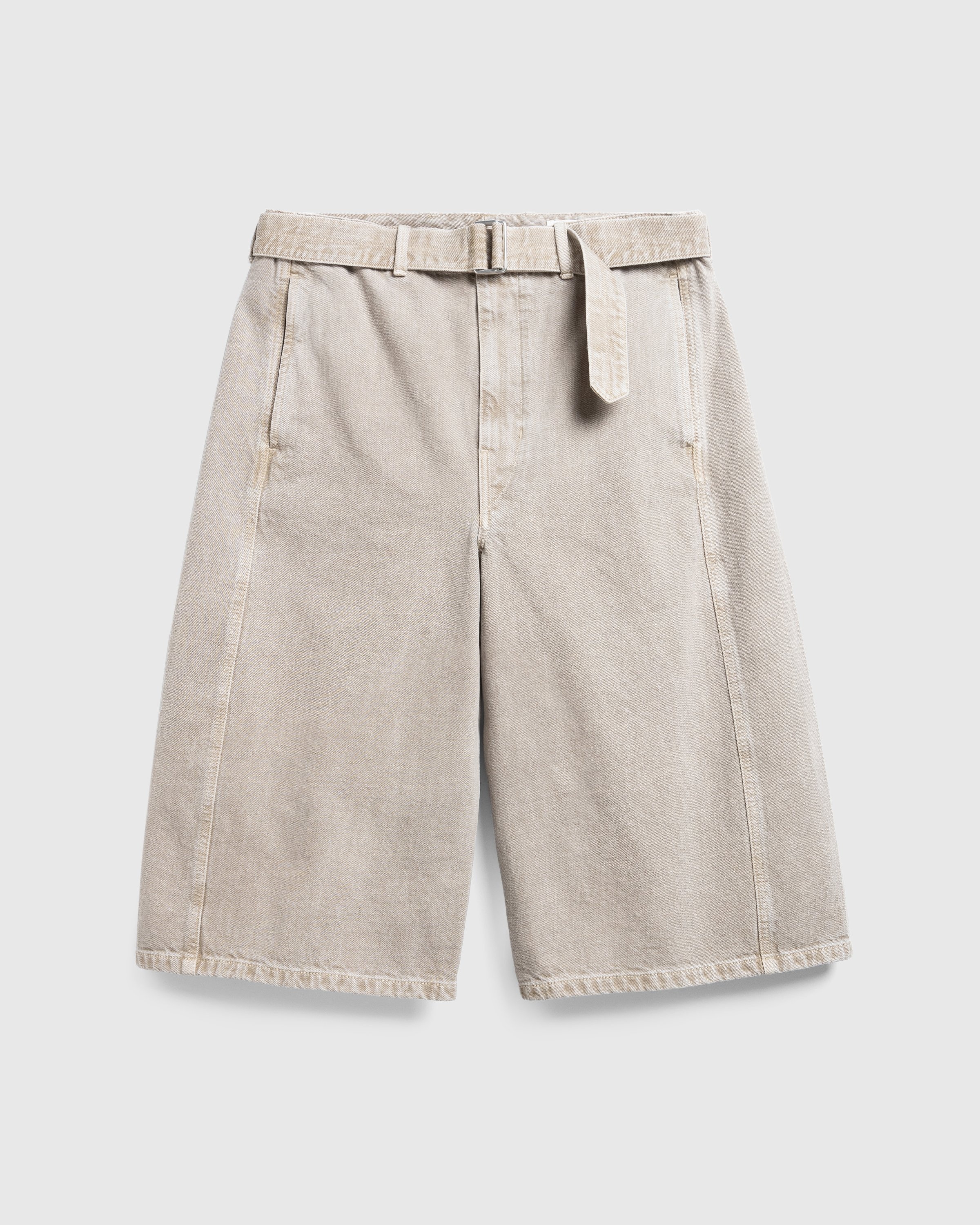 Beige denim shorts deals